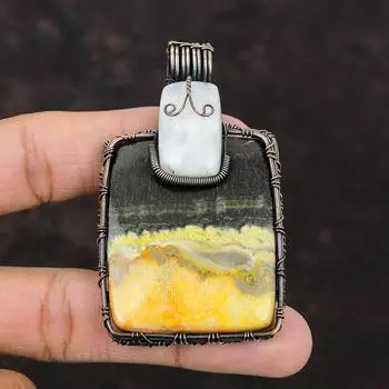 Шмель Яшма Медная проволока Обернутая подвеска Радужная подвеска из лунного камня Медные украшения Настоящий драгоценный камень Подвеска ручной работы Проволочные украшения для подарка