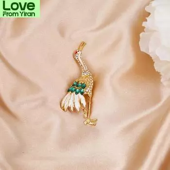 Shmik Женщины Ретро Изысканный Журавль Полный Кристалл Броши Булавка Дама Животное Элегантная Одежда Пальто Значки Винтажные Металлические Ювелирные Изделия Булавки