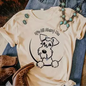 Шнауцер Футболка женская японская комическая смешная футболка девушка комическая одежда S