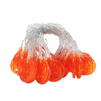 Шнур для Хэллоуина в помещении и на открытом воздухе, 2 метра, 10 ламп, батарейный отсек, всегда включен B оранжевый