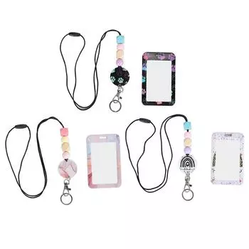 Шнур из бисера с держателем для удостоверения личности Портативный учительский шнур для удостоверения личности Выдвижной шнур из бисера Type 2