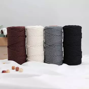 Шнур макраме 5 мм 50 м, веревка из 100% хлопка, 4 витых натуральных шнура макраме для DIY настенных подвесок, рождественских поделок, вязания, домашнего декора 5mmx50m