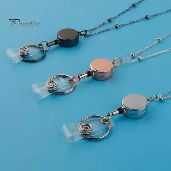 Шнурки для бейджей, выдвижной держатель удостоверения личности, водонепроницаемый учительский шнурок с 2 держателями для карт, искусственный жемчуг, вертикальный чехол для удостоверения личности розового золота