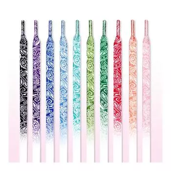 Шнурки для кроссовок с цветком кешью, качественные шнурки из ткани с градиентом, модные плоские шнурки 0,8 см для обуви 120/140/160 см 120cm черный градиента