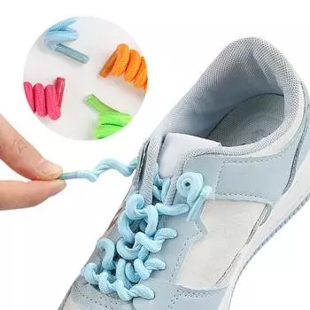 Шнурки для обуви без завязок, эластичные весенние шнурки, толстые весенние шнурки для защиты от падения, для кроссовок, широкие круглые сменные шнурки небесно-голубой