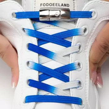 Шнурки для обуви с застежкой без завязок, градиентные плоские эластичные шнурки, кроссовки для детей и взрослых, ширина 8 мм, шнурки без завязок, аксессуары для обуви № 8