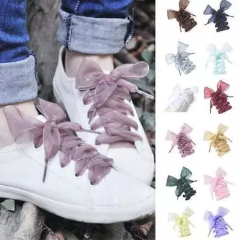 шнурки пара шнурки шнурки пара новые плоские 1 шелковые спортивные кроссовки атласные шнурки лента обувь Ручная работа зелёный