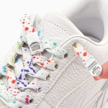 Шнурки с магнитной пряжкой без завязок, шнурки с принтом брызг, плоские эластичные шнурки, кроссовки для детей и взрослых, шнурки без завязок - золотой