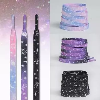 Шнурки с принтом звезд и луны для кроссовок, цветные градиентные резиновые шнурки, космический молочный принт, шнурки для повседневной обуви на плоской подошве 80cm розовый