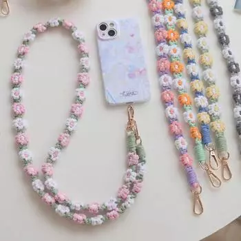 Шнурок плетеный цветок ромашка подвесная цепь анти-потеряшка сумка плетеный шнур цветок плетеная цепь покупки style8