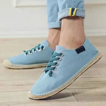 Шнуровка парусиновые туфли мужские туфли сшитые вручную конопляные Папа рыбак балетки мужские льняные эспадрильи 39