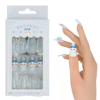 Shobido Chiikawa Nail 24 Chiikawa Adhesive Wood and Nail File Included Tips, Sheets, Stickers, Sticks, (Hachiware)