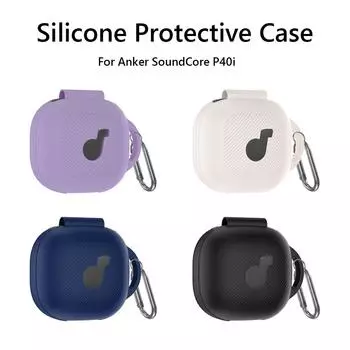Ударопрочный чехол для наушников Anker Soundcore P40i, чехол для зарядки наушников, силиконовый чехол с карабином, защитный чехол для кожи чёрный