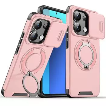 Shockproof Magnetic Case for Redmi Note 13 Pro 5G 4G Slide Camera Lens Ring Stand Protect Cover for Redmi Note 13 Pro Plus Case Redmi NOTE13 PRO 5G