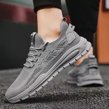 Мужская летняя сетчатая воздухопроницаемая толстая подошва нескользящая обувь для бега на открытом воздухе мужская мода повседневная спортивная обувь для походов 39-44 39 серый