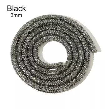 Shoelace Bracelet Bridal Dress Full Rhinestone Pipe Rhinestone Rhinestone Rope Glass Crystal Cord 3mm-Black