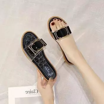 Shoes Black Slides Round Toe Women s Slippers And Ladies Sandals Off White Designer Luxury Cheap Premium On Promotion Shoe 35