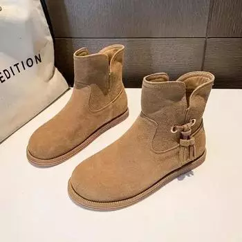 Shoes Boots Women New 2024 Flat Heel Rock Ankle Autumn Ladies Leather Fringe Lady Boots Boots-Women Flat Heel Autumn Shoes 35