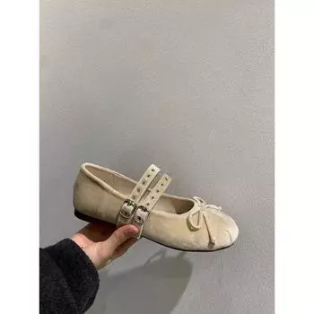 Shoes Bow Mary Jane Shoes Women s Shoes Early Spring with Skirt Single Shoes Lei Dance Flats 35