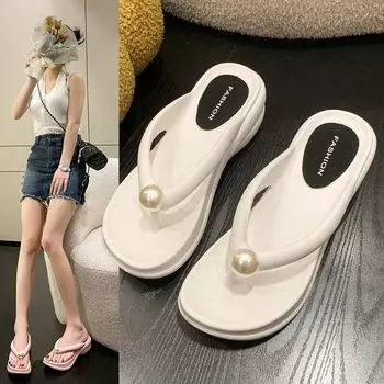 Shoes Crystals Wedge Heel Women s Slippers and Ladies Sandals Pink Slides Heeled Rhenstone Summer 2024 Flip Flops on Beach I 39 35
