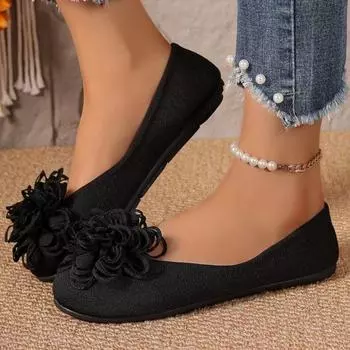 Shoes Female 2024 Hot Sale Slip on Women s Flats Daily Casual Flats Women Floral Round Toe Soft Bottom Plus Size Shoes Women 35 покинуть белый