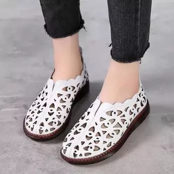 Shoes Female 2024 Plus Size Slip on Women s Flats Daily Casual Flat Women Hollow Round Toe Soft Bottom Shoes Women Zapatos Mujer 35 чёрный
