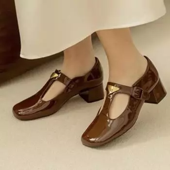 Shoes Female Buckle Strap Women s High Heels Fashion Metal Decoration Office and Career New Best Seller Heels Women 35 бежевый