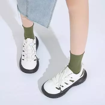 Shoes Female Hot Sale Casual Women s Sandals Outdoor Daily Sandals Women Round Toe Lace Up Hollow Platform Women Sneakers 35 покинуть белый