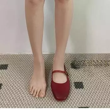Shoes Female Mary Janes Women s Flats Outdoor Daily Flats Women Square Toe Buckle Strap Shallow Retro Ladies Shoes 35