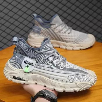 Shoes for Man 2024 Trend Athletic Running Tennis Travel Sneakers Lace Up Mesh Breathable Outdoor Hiking Sports Casual Shoes 39 синий