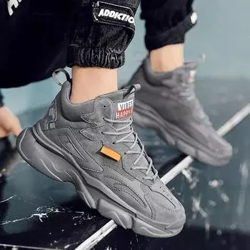 Shoes for Men 2024 Autumn Men s Vulcanized Shoes New High Top Lace-up Designe Sneakers for Men Trendy and Versatile Casual Shoes 39 чёрный