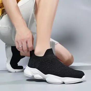 Shoes for Men 2024 High Quality Casual Shoes Soft Outdoor Lightweight Slip-on Sports Jogging Vulcanized Shoes Original Man Shoes 37 черный белый