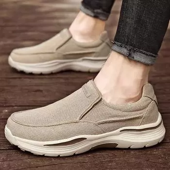 Shoes for Men Casual Summer Shoes Lightweight Canvas Breathable Loafers Men 2024 New Male Comfortable Outdoor Walking Men Shoes 44 хаки