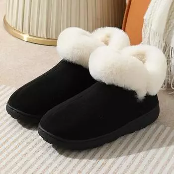 Shoes for Men Winter Fashion Men Warm Plush Non-slip Platform Casual Cotton Shoes Plus Size Ankle Snow Boots Flats Women Boots 36-37