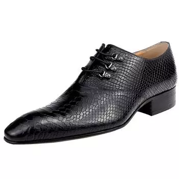 Shoes for Mens snakeskin Printing Oxfords Genuine Leather Fashion Handmade Luxury Designer Wedding Evening Dress High Quality 39 зелёный