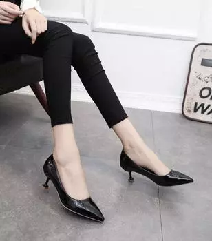Shoes for Woman 2024 Normal Leather Casual Stilito Women s Summer Footwear Office Formal Pointed Toe Genuine Mark with Discount 35