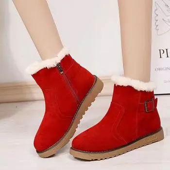 Shoes for Woman Korean Suede Women s Snow Boots Big Red Booties Ankle Winter 2024 Novelty Designer Luxury No Slipery Footwear 35