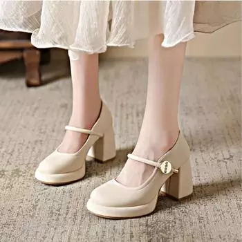 Туфли для женщин на среднем каблуке, готическая женская летняя обувь в японском стиле, Лолита, жемчуг, круглый носок, платформа Мэри Джейн 35
