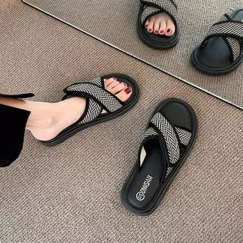 Обувь для женщин 2024 Flat on Beach женские тапочки для улицы Летние мягкие сандалии Off White Slides Eva Designer IH Sandal F Normal 35