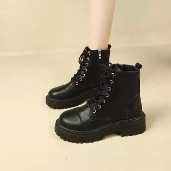 Shoes for Women 2024 High Quality Side Zipper Women s Boots Fashion Cross Lacing Modern Boots Women New Round Toe Mid-Calf Boots 35 покинуть белый