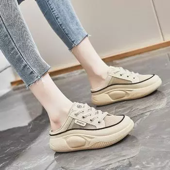 Shoes for Women 2024 Hot Sale Closed Toe Women s Slippers Fashion Shallow Casual Slippers Women New Round Toe Platform Slippers 35 синий