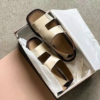 Обувь для женщин 2024 Лето Новые женские сандалии на плоской подошве с римскими ремешками и нескользящей резиновой подошвой женские повседневные сандалии 35 бежевый