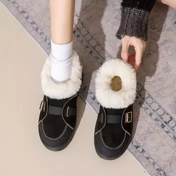 Shoes for Women Black Biker Platform Womens Snow Boots Chunky Plus Warm Boot Gyaru No Slipery Padded on Slip New Rock Sale Y2k 35