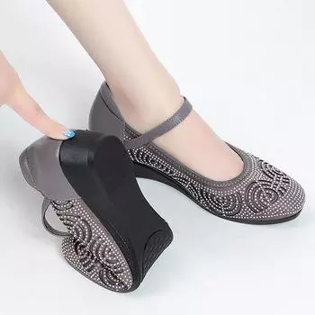 Shoes for Women Comfortable and Elegant Spring Summer Footwear Rhinestone with Crystals Low Heel Transparent Simple Shoes 35 чёрный