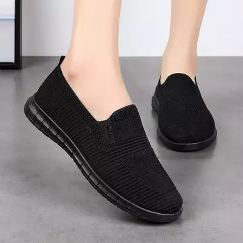 Shoes for Women Leisure Mesh Hiking Shoes Lightweight Outdoor Breathable Flat Shoes Summer Women s Vulcanized Shoes Zapatillas 36 чёрный