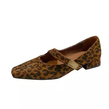 Shoes for Women Low Heel Mary Janes Elegant Heel Trend Stylish High Quality Party Black Leopard Shoes Sexy Comfortable 35 чёрный