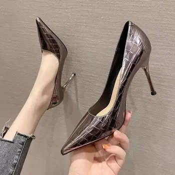 Shoes for Women on Heeled High Heels Pointed Toe Thin Formal Woman Pumps Black Slip with Discount Genuine Mark Wholesale Lastest 34