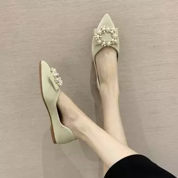Обувь для женщин Pearl Non Slip Pointe Toe Woman Flats On Offer Young Spring Luxury Brand Original Mark Wholesale Chic Point 35