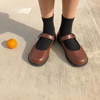 Shoes For Women Round Toe Gothic Mary Jane Woman Flats Japanese Style Lolita Korean Social Hot Trendy Trend Offer Summer 35