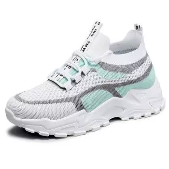 Shoes for Women Spring Autumn Fashion New Comfortable Non Slip Casual Shoes Breathable Mesh Lace-up Fly Weave Sneakers 36